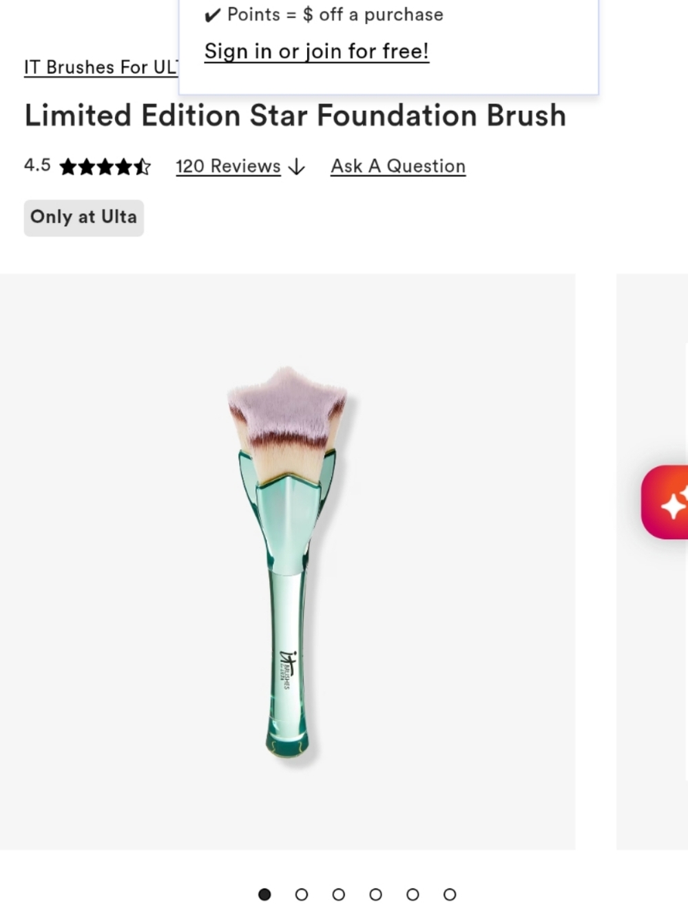 It Foundation Brush Limited Edition Star Shape For Ulta NIB NEW IN BOX